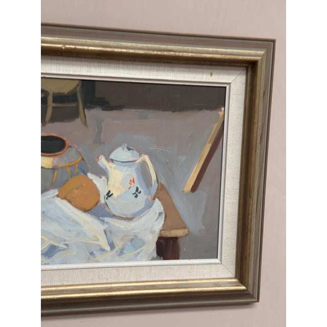 T. Ahlm, Still Life with Coffee Pots, 1960s, Oil Painting on Canvas, Framed For Sale - Image 8 of 14