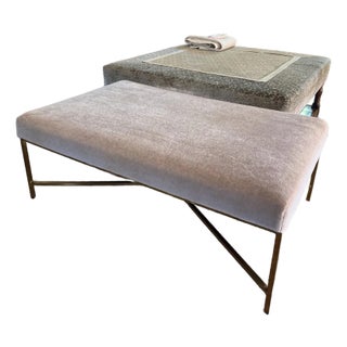New Custom Mohair Ottoman For Sale