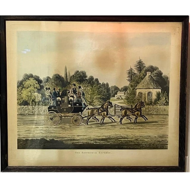 Antique 1835 Coaching Prints: 21.5"x18.5" Quicksilver & Edinburgh Express Pair For Sale - Image 10 of 10