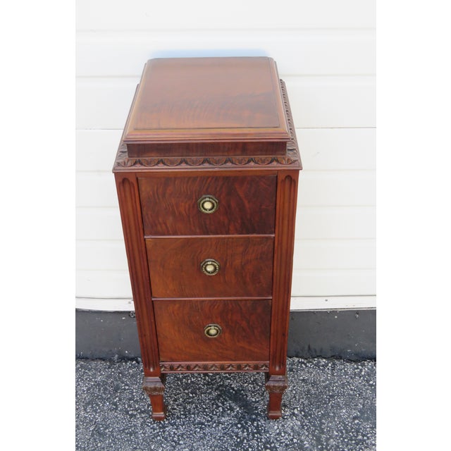1930s Tall Narrow Carved Nightstands Side End Bedside Tables a Pair For Sale In Miami - Image 6 of 12