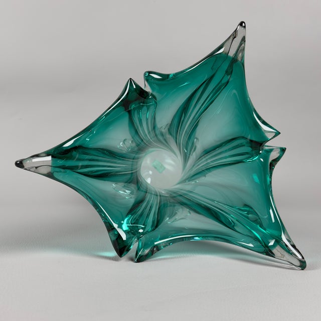 Vintage Green Torchon Ribbed Murano Glass Vase by Seguso, 1970s For Sale - Image 6 of 14