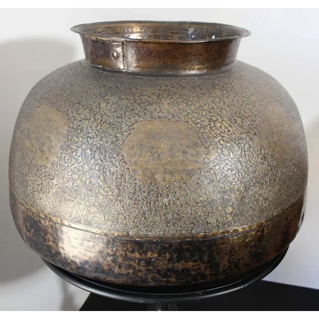 Copper Large Antique Islamic Inlaid Indo-Persian Copper Mughal Vessel For Sale - Image 8 of 13