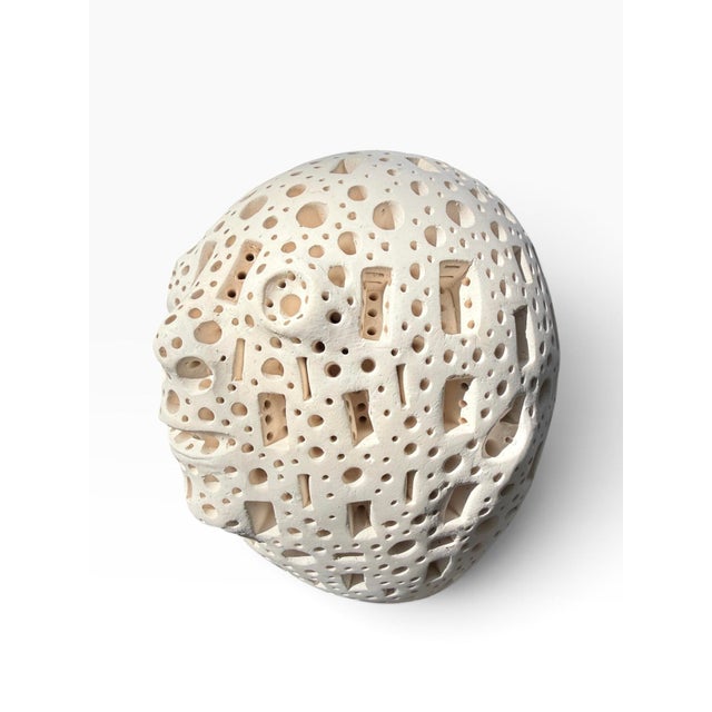 Alexander Ney Perforated Terracotta Head Sculpture, C. 1980s For Sale - Image 4 of 13