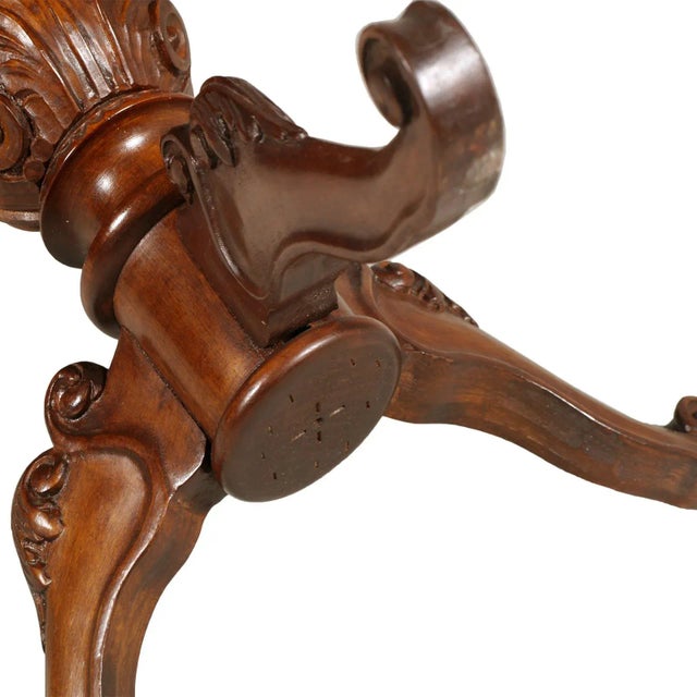 Baroque Burl & Carved Walnut Wax-Polished Round Coffee Table, 1940s For Sale - Image 4 of 11