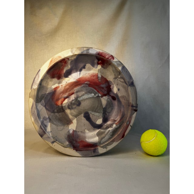 Lavender Organic Modern Studio Art Pottery Decorative Plate, Lavender, Smoky Gray, Burgundy Red For Sale - Image 8 of 10