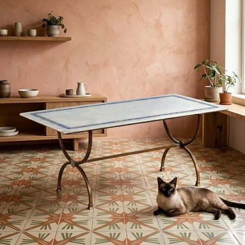 Center table. Onyx-veneered stone top with a lapis lazuli frame, supported by a bronze structure. Italy, 20th century....