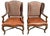 2000 - 2009 A Pair of Custom Ralph Lauren Wingback Lounge Chairs Upholstered in Leather and Paisley For Sale - Image 5 of 18