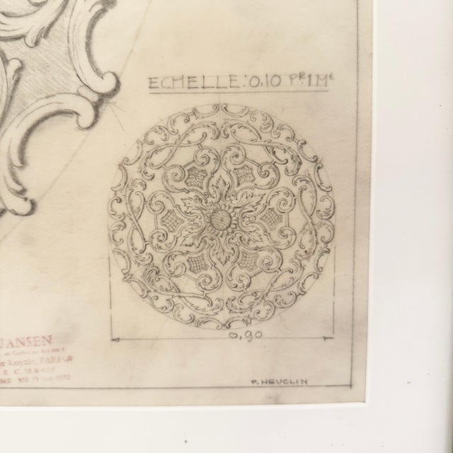 Mid-20th Century Maison Jansen Original Architectural Detail Drawing, France For Sale In New York - Image 6 of 7