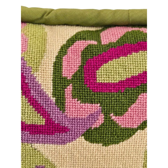 Vintage Needlepoint Pillow With Paisley Floral Motif For Sale - Image 15 of 16