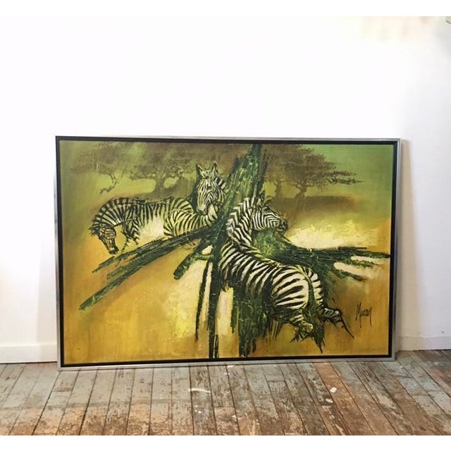 Vintage Large Scale Zebra Painting by Moran Chairish