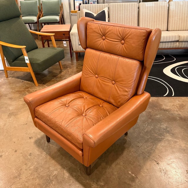 Mid 20th Century Mid 20th Century Danish Leather Lounge Chair Attributed Svend Skipper For Sale - Image 5 of 6