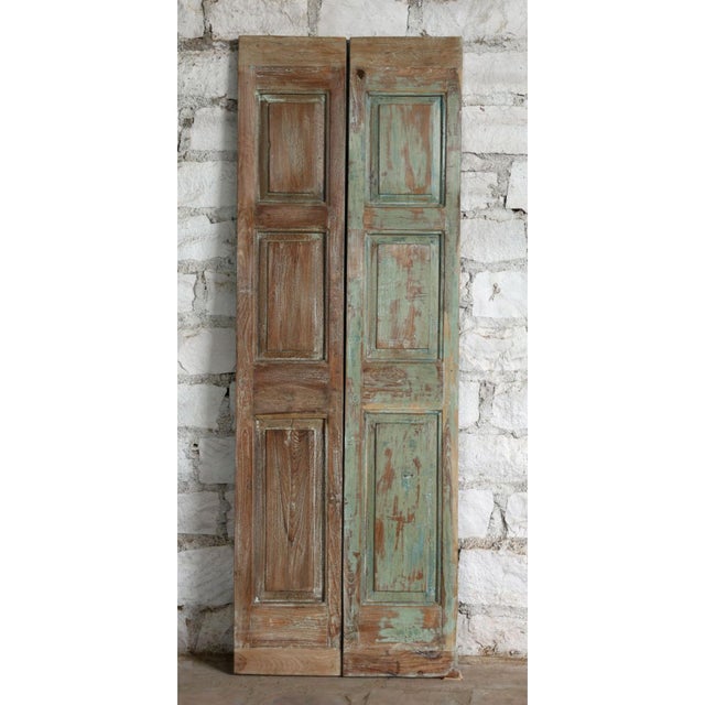 Mid-Century Modern Antique Floral Hand-Carved French Double Doors | Custom Rustic Architectural Doors 80x24 For Sale - Image 3 of 4