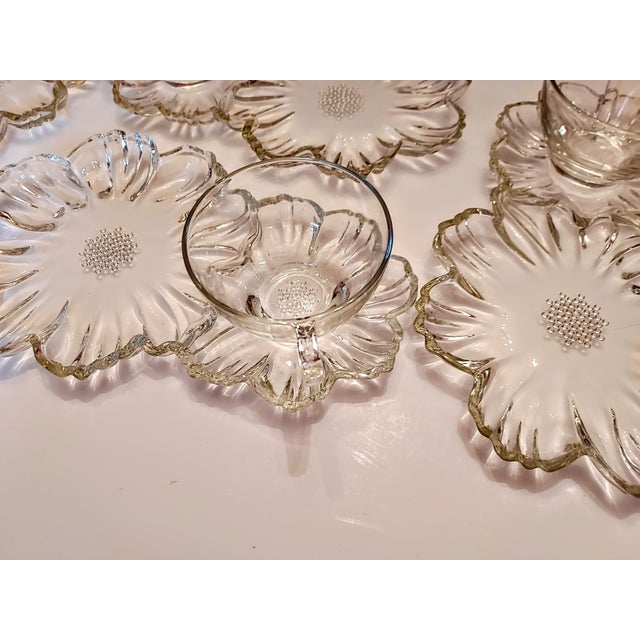 Vintage Glass Flower Snack Sets- 8 Pieces For Sale - Image 4 of 6