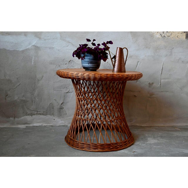 Round Coffee Table in Woven Wicker, 1970 For Sale - Image 12 of 12