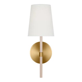 Kate Spade New York by Visual Comfort Studio Monroe 1-Light Small Single Sconce in Burnished Brass, Blush For Sale