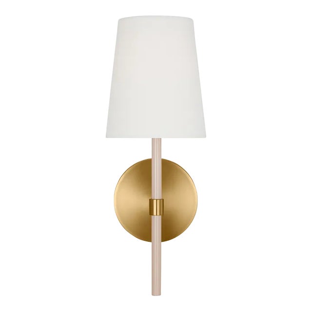 Kate Spade New York by Visual Comfort Studio Monroe 1-Light Small Single Sconce in Burnished Brass, Blush For Sale