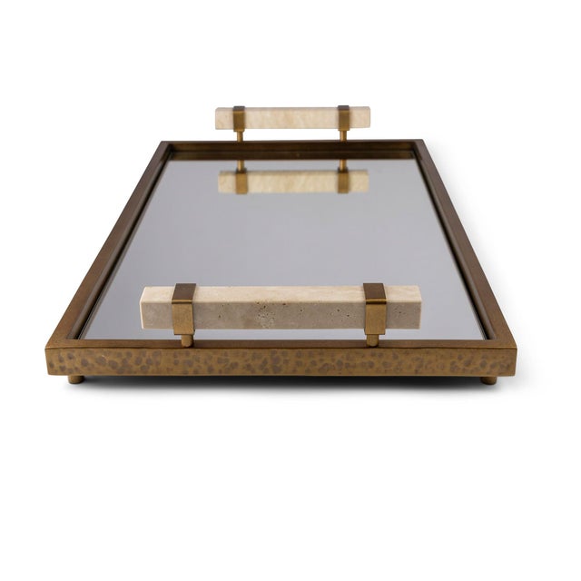 Port 68 Artemis Tray with Travertine Handles For Sale - Image 4 of 8