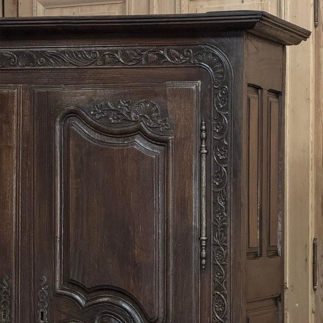 18th Century Country French Normandy Carved Oak Armoire For Sale - Image 10 of 18