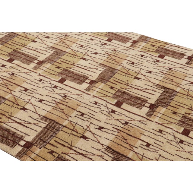 Hand-knotted in wool circa 1960-1970, this 5x8 vintage rug from Turkey is a very special piece, featuring a light and...