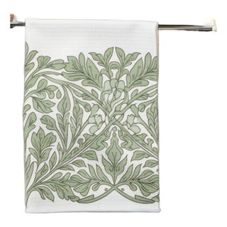 William Morris Inspired Botanical Linen Tea Towel For Sale