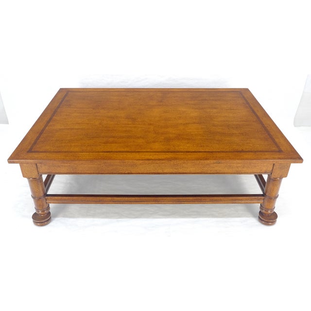 Wood Large 44x60 Rectangle Turned Legs English Style Coffee Table MINT For Sale - Image 7 of 13