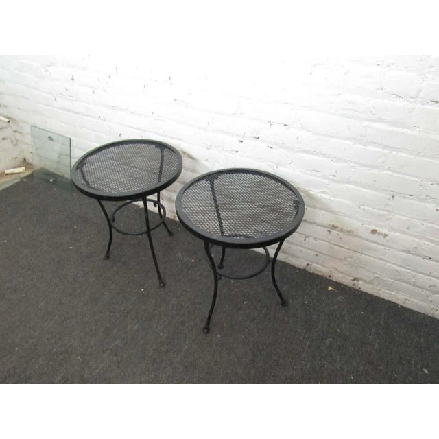 Vintage Black Metal Side Tables - a Pair For Sale - Image 4 of 5