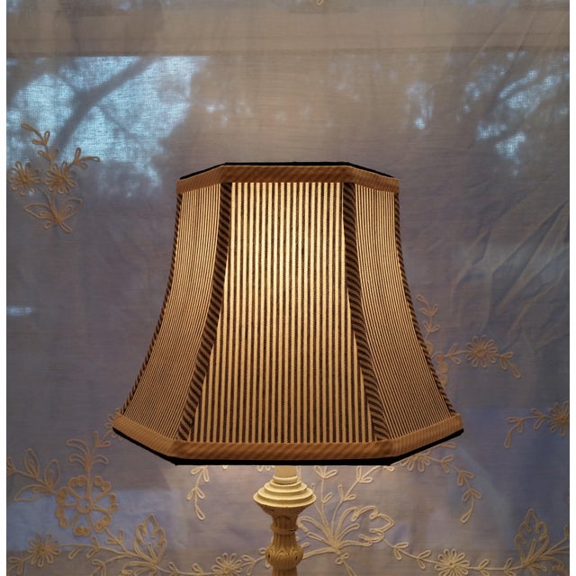 Lampshade Navy Blue And White Ticking Stripe Hexagon Bell Uno Lamp