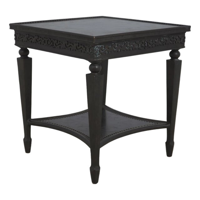Theodore Alexander Bronze 2 Tier Square Etched Side Table For Sale