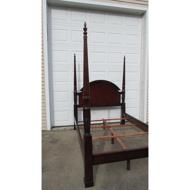 Item: Bombay Bed Details: Mahogany Great Designer Look/Quality Piece Poster Bed Queen Size Great Carvings Signed Bombay...