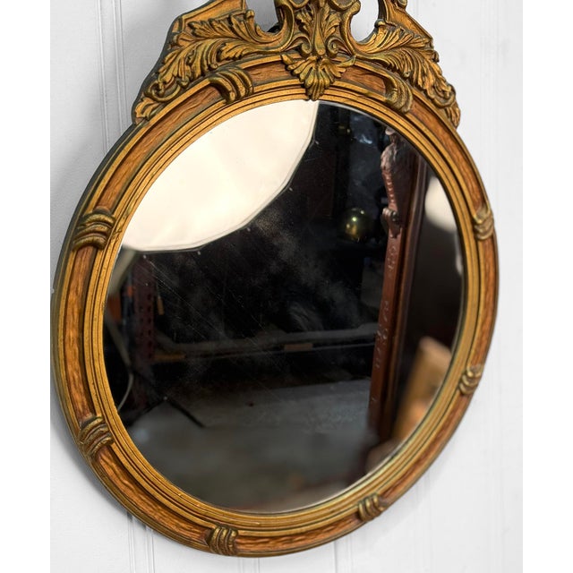 Antique Victorian Rococo Gilt Wood Gold Round Mirror For Sale - Image 6 of 11