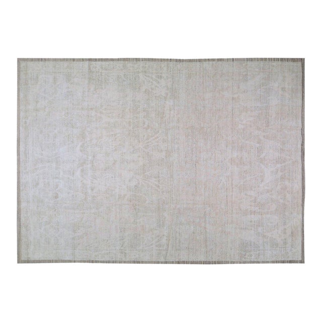 Oushak Hand Knotted Wool Rug, 10'x14'3'' For Sale