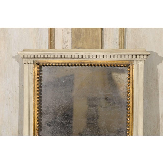 French French Mirror in Small Size With Antiqued Glass and Gold Swag Motif on Beige For Sale - Image 3 of 7