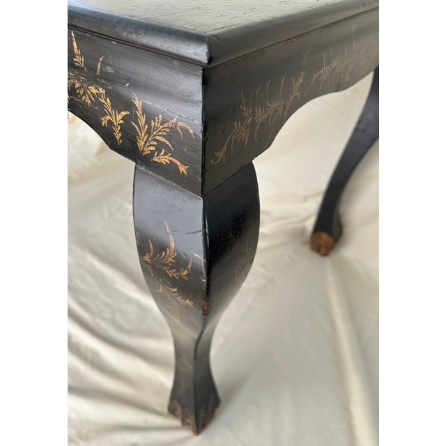 English Late 19th Century Black Japanned Chinoiserie Table For Sale - Image 3 of 11