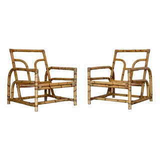 Bamboo Armchairs, 1970s, Set of 2 For Sale