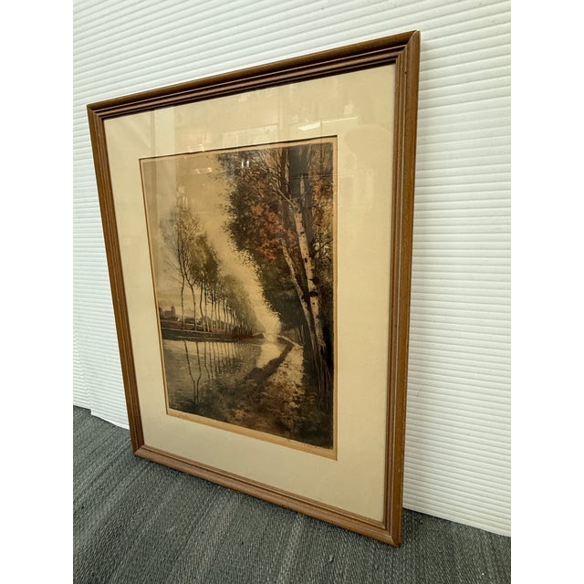 French 1970s Henri Jourdain Color Etching in Autumn, Signed For Sale - Image 3 of 12