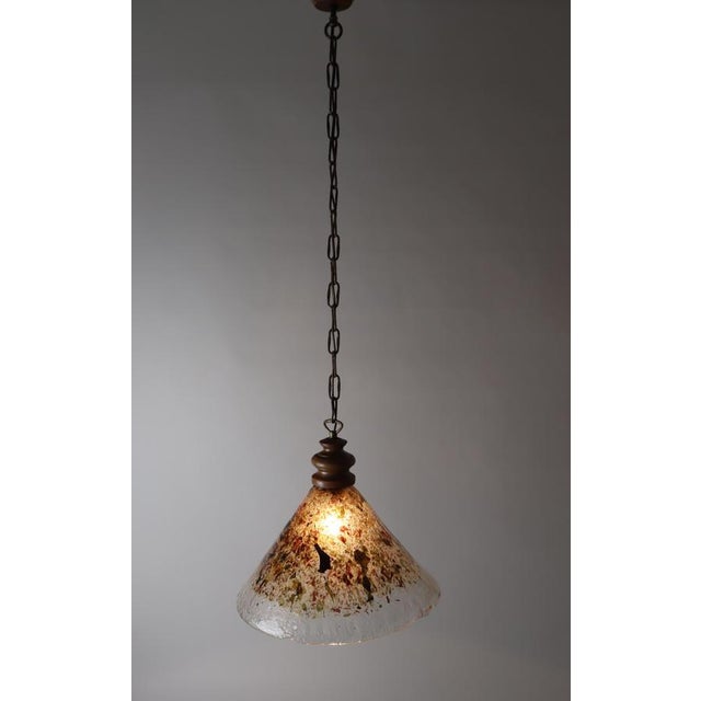 Cone-Shaped Hanging Lamp in Murano Glass and Oak, 1970s For Sale - Image 12 of 18