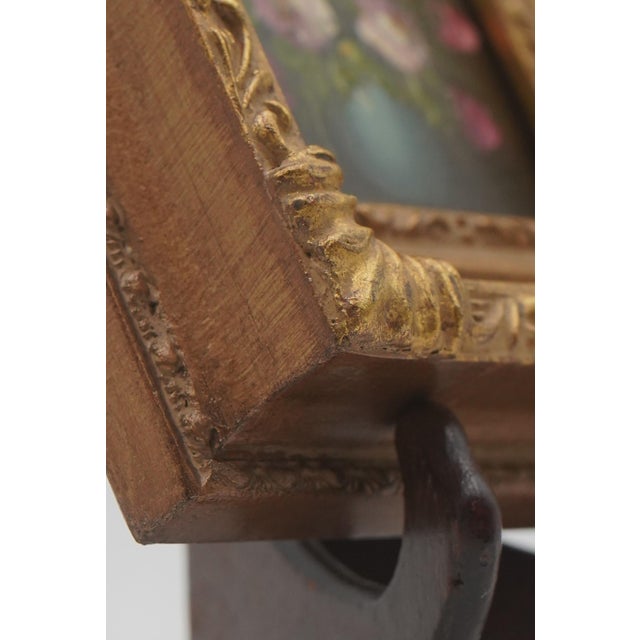 Pair of Floral Still Life Oil on Board Paintings For Sale - Image 10 of 11