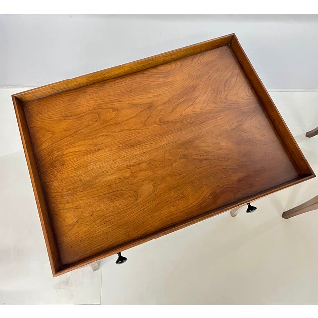 Pair of Vintage Baker Furniture French Country Side Tables With Candle Slides For Sale - Image 11 of 17