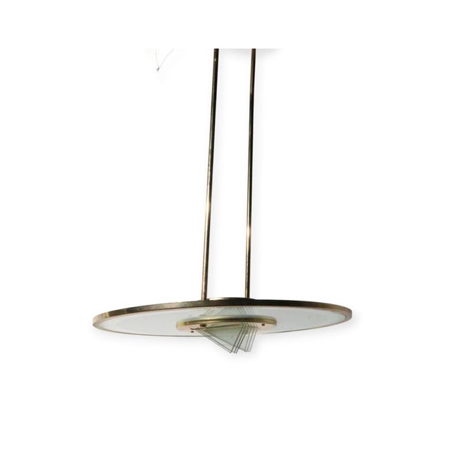 Brass 1980s Art Deco Revival Hollywood Regency Style Saucer Halogen Chandelier For Sale - Image 8 of 16