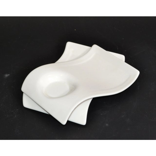 Contemporary Villeroy & Boch Contemporary New Wave Caffe White Espresso 2 Saucers Severer Serving Dishes For Sale - Image 3 of 13