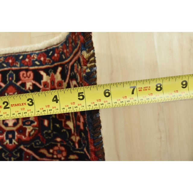 Heriz Rug 8' X 11'1'' Red Wool Vintage Traditional Hand-Knotted Oriental Carpet For Sale - Image 13 of 15