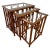 Vintage Burnt Bamboo Rattan Nesting Tables With Glass Tops, Set of 3, C. 1970s For Sale
