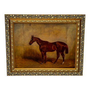 Early Victorian Equine Oil Painting Chestnut Horse Hunter by Charles Bilger Spalding Ra