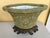 Antique Green Porcelain Crackle Glaze Bowl / Brass Footed Cache Pot / Jardiniere For Sale In West Palm - Image 6 of 9