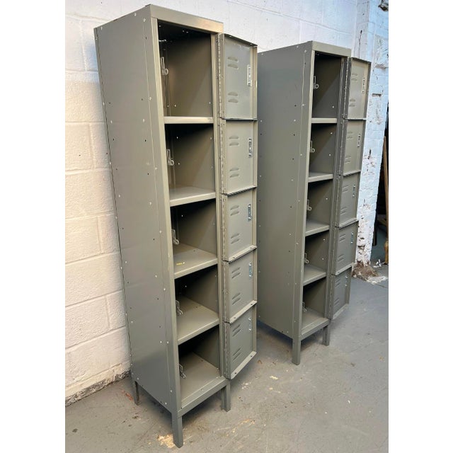 Late 20th Century Pair of Two Tall Industrial Lockers For Sale In New York - Image 6 of 15