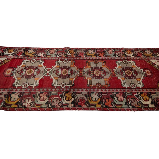 Vintage Red Turkish Runner- 3′3″ × 9′9″ For Sale - Image 4 of 7
