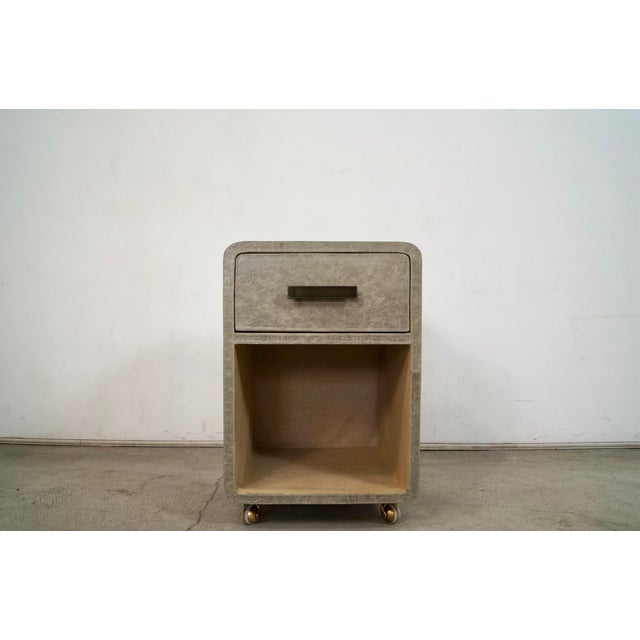 Bassett Made Goods Leather Nightstand on Brass Casters For Sale - Image 4 of 12