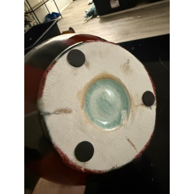 Chinese Vintage Chinese Porcelain Sang De Boeuf Oxblood Vase 10” For Sale - Image 3 of 6