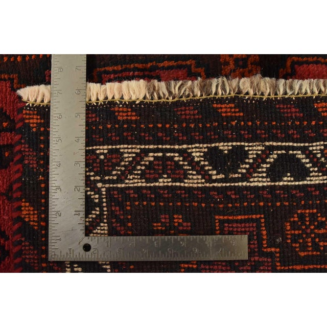 Shiraz Rug 3’11” X 5’2” Red Wool Vintage Tribal Hand-Knotted Oriental Carpet For Sale - Image 13 of 13