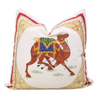 Fabdivine Pure White Linen Handmade Animal Print Throw Pillow Covers 16x16 Inches- Oont For Sale